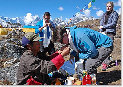 Jen receiving her blessing from the Lama