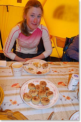Johanna enjoying  dessert
