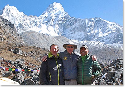 Long-time friends Brent Bishop, Peter Hillary and Ang Temba Sherpa