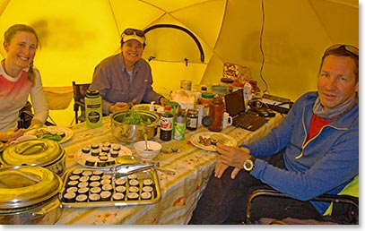 Mmmmm sushi at 15,000feet! Thank you, Jatha, Pasang and Selia!