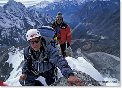 Previous expedition; Brent Bishop with Nima Tashi between Camp I and Camp II