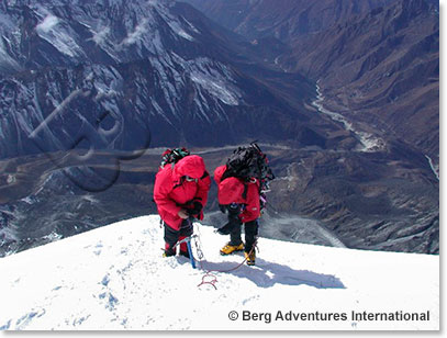Preparing to rappel off of the summit