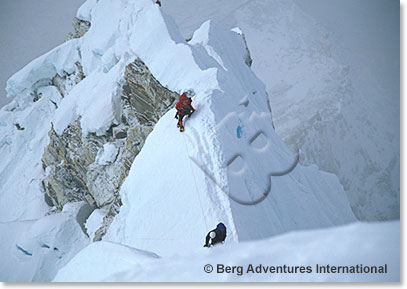 The entire climbing route on Ama Dablam is exposed and spectacular