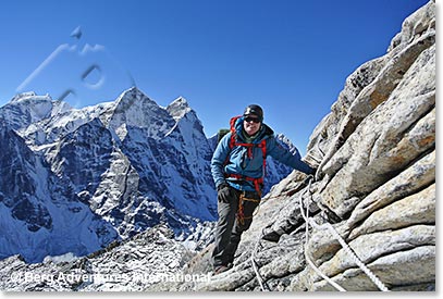 Jen traversing above Camp II