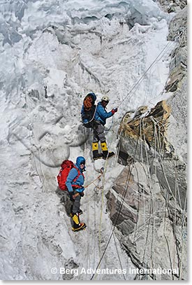 Palden and Jen climbing toward Camp III