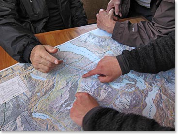 Planning the first leg of our W trek.