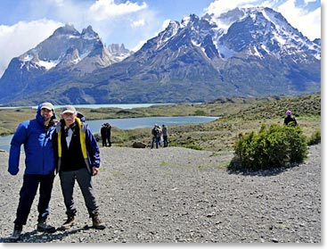 Andrew and Doug with stunning views of Cordillera del Paine