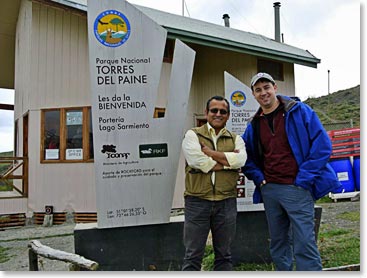 Andrew at the park gates for Torres del Paine