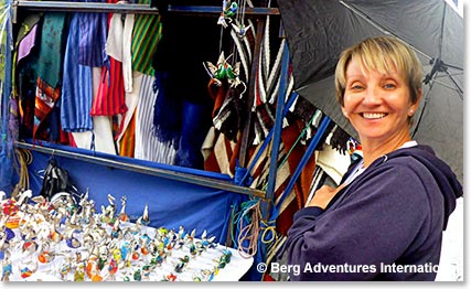 Margaret enjoying the colors of the market