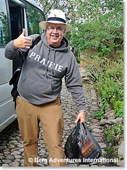 Paul arriving at Hacienda Cusin