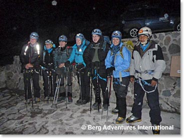 Setting out from Cayambe Hut at 11:00 PM