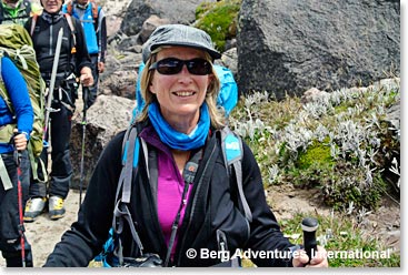 Marie–Jose is on the way down. By this time the team had been awake and climbing for 12 hours!