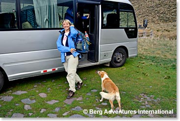 Margaret arriving at Estrella with the furry welcome party