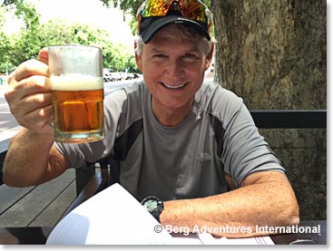 Mac enjoying a beer