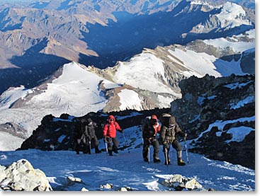 Perfect conditions on Aconcagua summit day