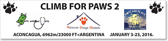 Climb For Paws banner which Chris took to Aconcagua summit