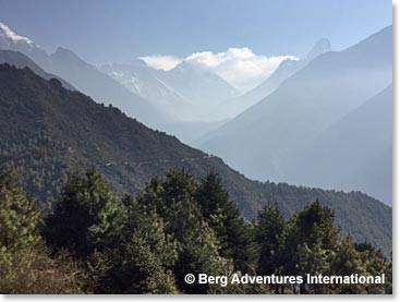 The trail to adventures ahead. After our visit to Thame we will start up in this direction to see the Everest Region up close.