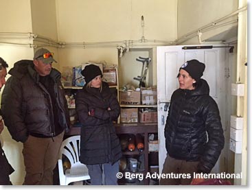The HRA clinic is simple, but staffed by knowledgeable physicians. Here Garv and Kylie get some advice and information on acclimatization from the doctor.