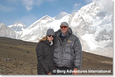 Daughter and Father beneath, The Mother Goddess, Chomolonga, also known as Mount Everest.