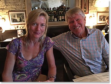 Brad and Betsy having dinner at Stroganoff Steak House