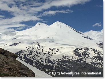Our view of Elbrus during our acclimatization climb 