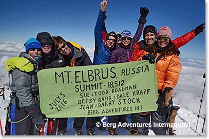 Team on the summit of Mount Elbrus