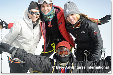 BAI Ladies of Elbrus on the summit yesterday: Melody, Christina, Bailey and Jennifer