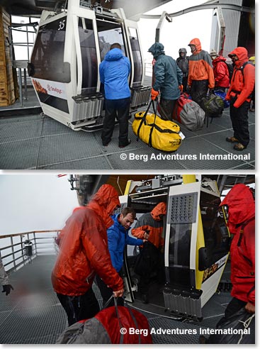 All our gear is loaded on the gondola