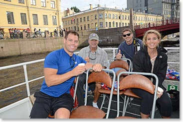 Team enjoying the boat ride
