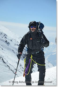 Bob climbing just before the weather changed