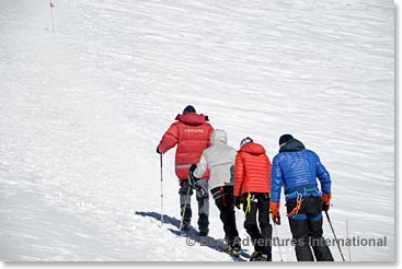 After we reached the summit plateau, we cached our packs and continued to the top.