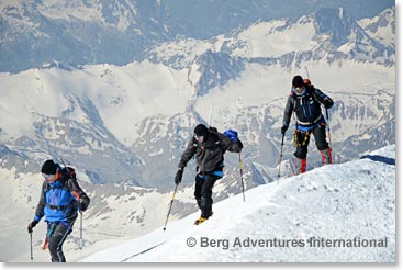 Climbing high on Elbrus is spectacular