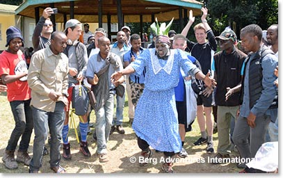 Berg Adventures staff welcome dance at Umbwe Gate