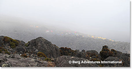 Karanga Camp in the clouds