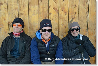 We checked in at the crowded Barafu Camp. Tony, Tim and Frank take it easy at the Ranger’s station.
