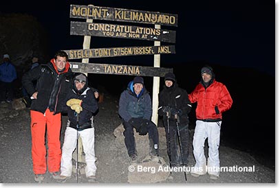 By 5:40 am, still in the darkness, we reached the Crater Rim of Kili, at Stella Point.