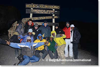 The team with the Berg Adventures guides at Stella Point.