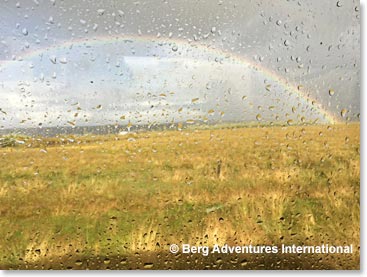 Rainbow from the window just past the town of Selfoss toward Volcano Hekla this morning