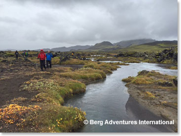 After many kilometers on moss-covered lava, we got to a beautiful stream