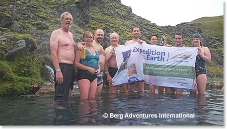 Enjoying  a soak in the hot springs