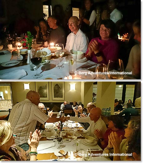 Birthday dinner for Rob MacDonald at the Belmond Sanctuary Lodge Restaurant