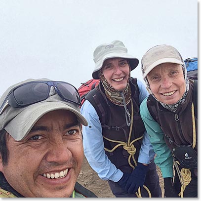 Joaquin, Paule and Linda got a selfie as they climbed higher