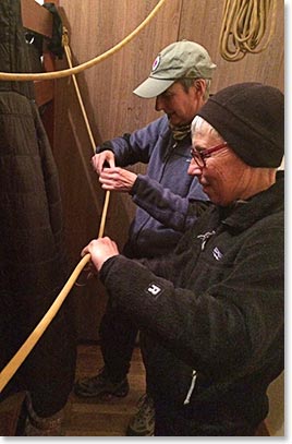 Practicing knots inside Cayambe Hut