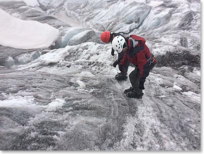 Sidestepping for traction using our crampons