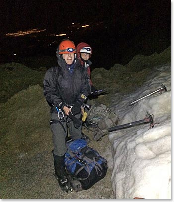 A pre-dawn start from the Cayambe Hut