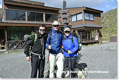 Boris, Staci and Cole at Refugio Paine Grande