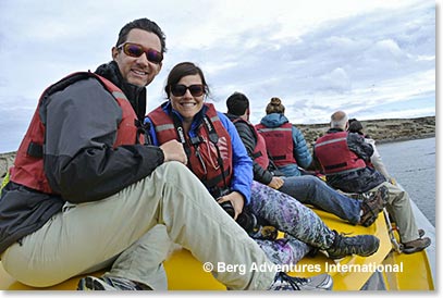 Great weather on our zodiac boat