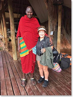 Marjorie with Maasai host at Tarangeri Treetops