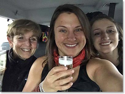 Donna, Allie, Jessica are all smiles in the Land Cruiser!