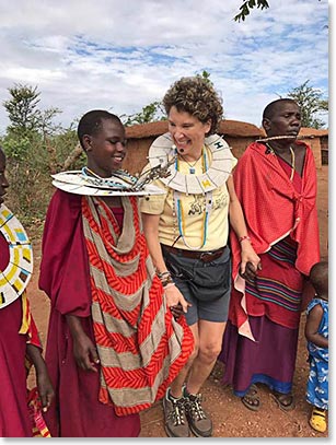 Nancy Souza with women from the boma